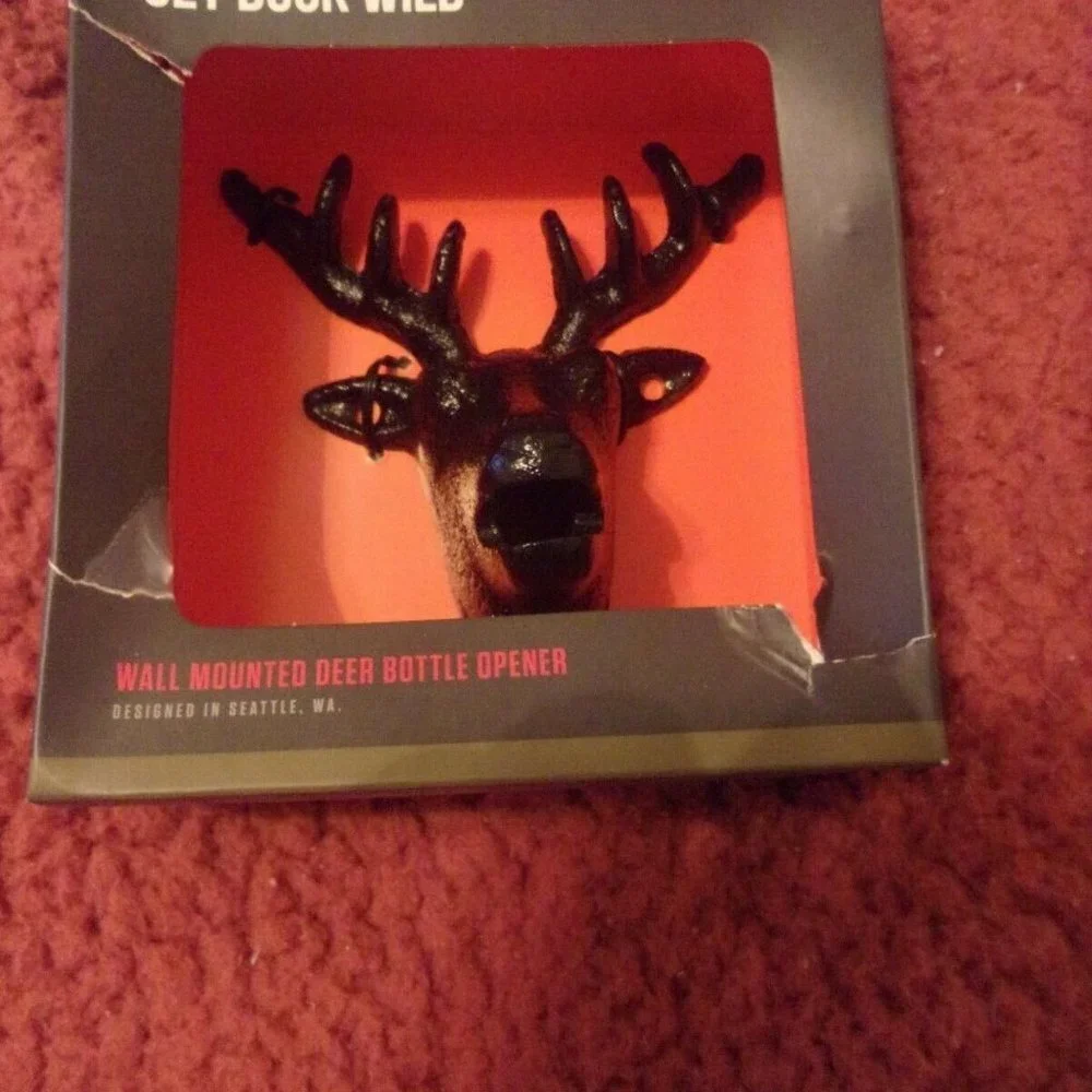 Foster & Rye Cast Iron Wall Mounted Buck Deer Beer Bottle Opener Get Buck Wild